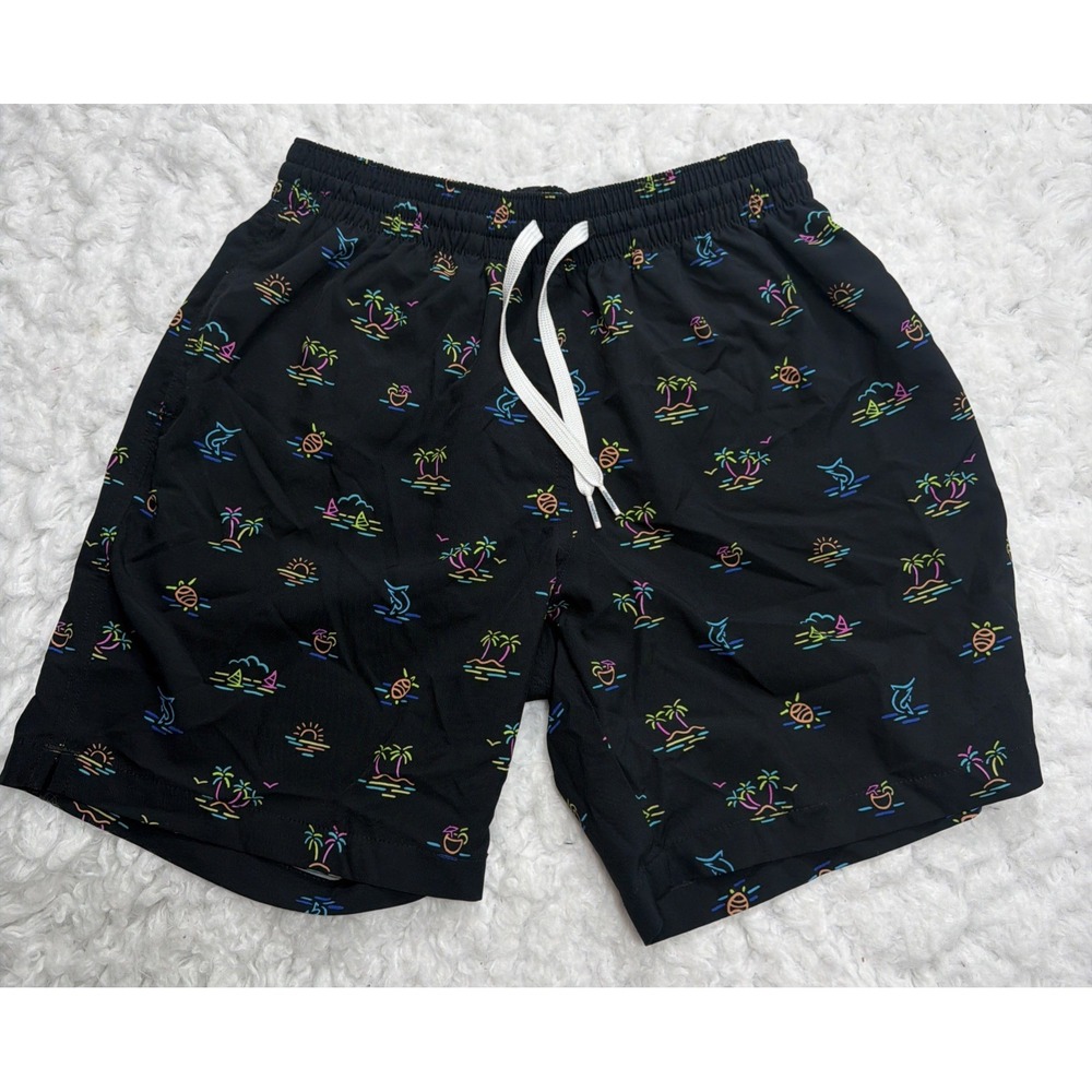 CHUBBIES Mens Small "The Beaches"‎ Neon Swim Shorts Trunks Boardshorts Beach 7"